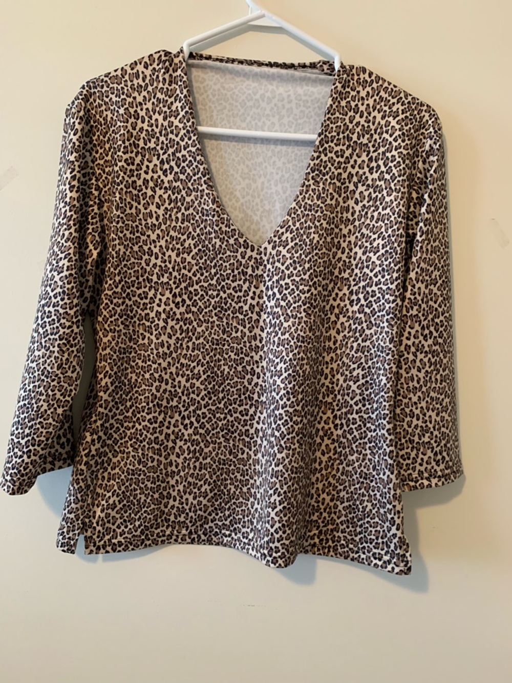Leopard Print V-Neck Women's Top in Brown
